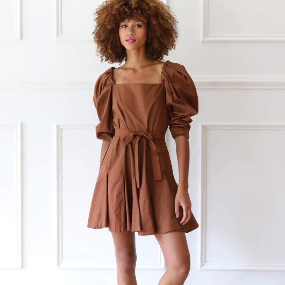 Mille “Anais” dress in “Clay” Puff Sleeve Dress